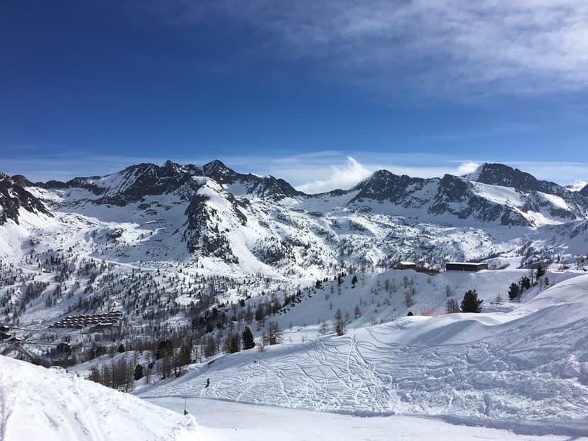 Snowy mountain ski resort of Isola in France